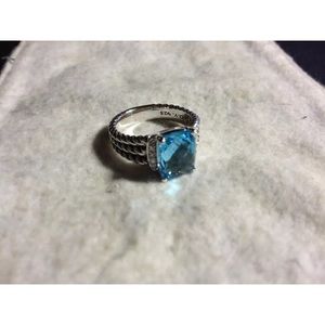 David Yurman Petite Wheaton Ring Blue Topaz Size 7